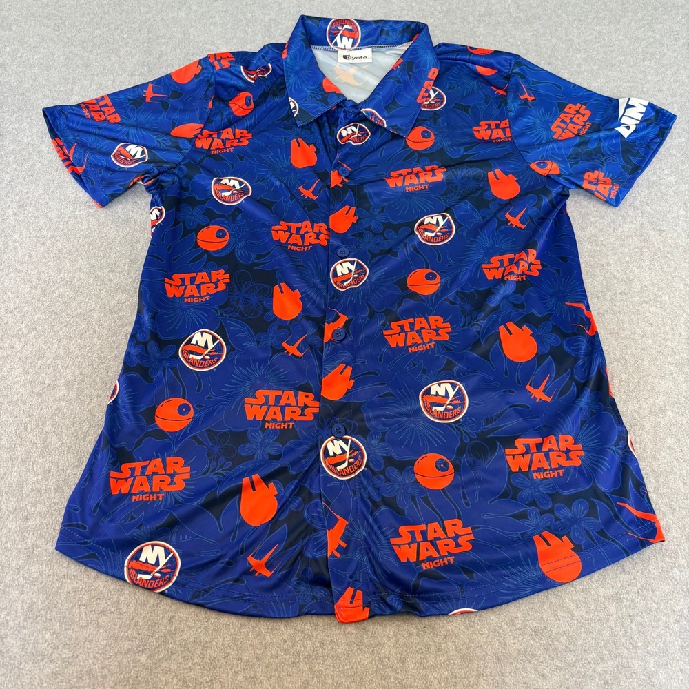 Coyote Mens XL Blue NY Islanders Star Wars Button Down Shirt NHL